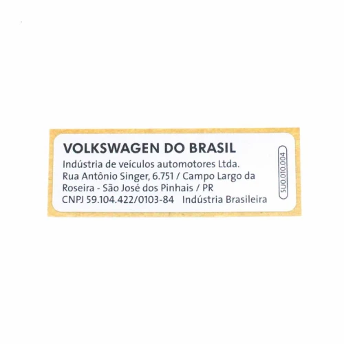 Etiqueta de Advertência VW 5U0010004