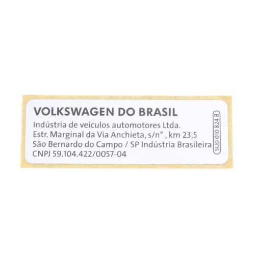 Etiqueta de Advertência VW 5U0010824B Etiqueta de Advertência VW 5U0010824B