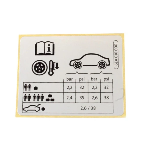 Etiqueta de Pressão de Calibragem de Pneus VW 6EA010000